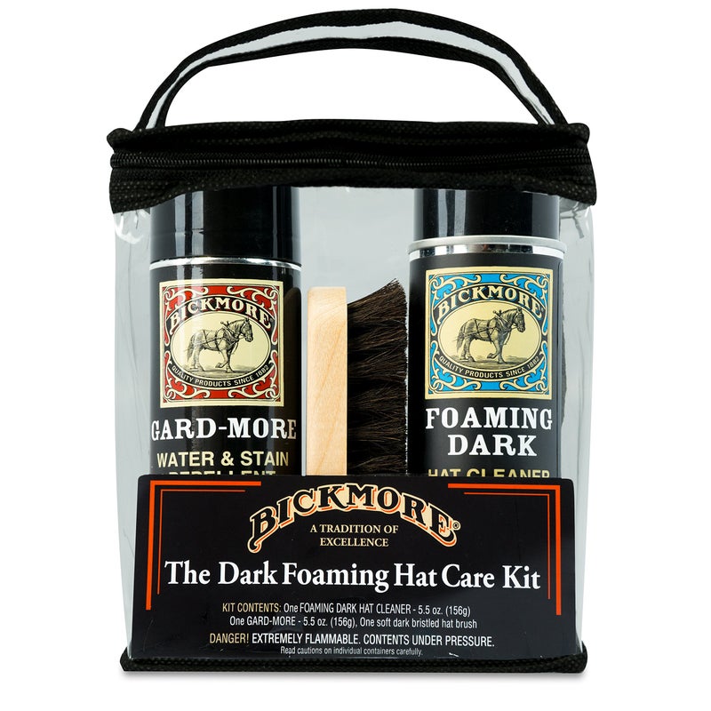 Bickmore Foaming Dark Hat Cleaner Kit - Remove Dirt, Dust, Fingerprints & Sweat Stains - Great for Fur - Felt Cowboy Hats, Baseball Hats, Fedoras, Sun Hats & More - Image 1